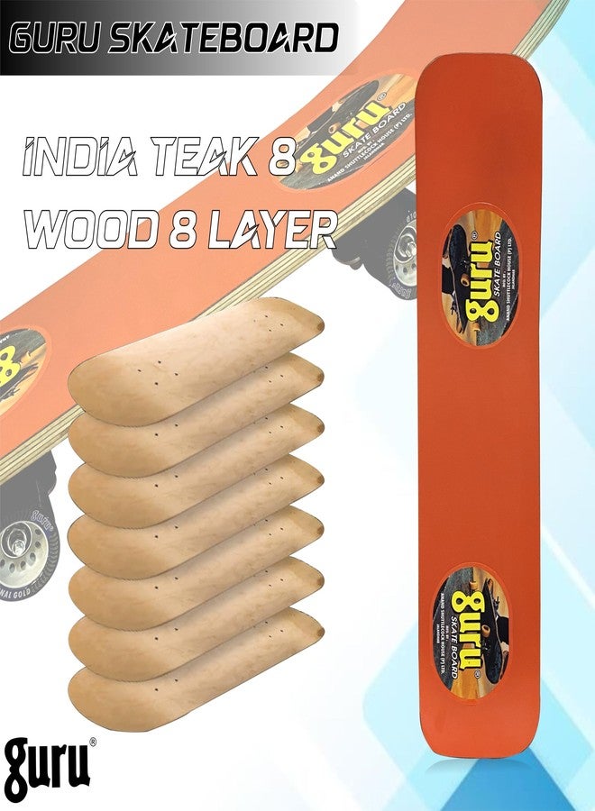 جورو لوح تزلج خشبي متوسط الحجم من GURU مانع للانزلاق، 24 بوصة × 6 بوصات (برتقالي، عبوة من قطعة واحدة) - Image 2